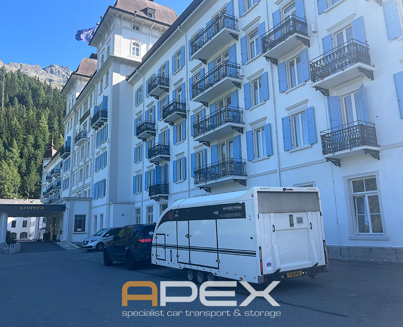 One of our Transporters waiting to collect in St Moritz Switzerland